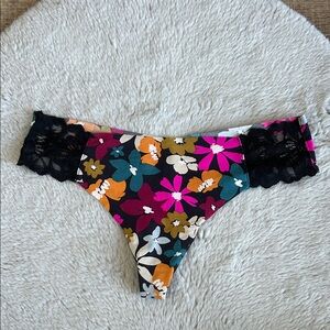 PINK Victoria's Secret Floral No Show Thong Panty M